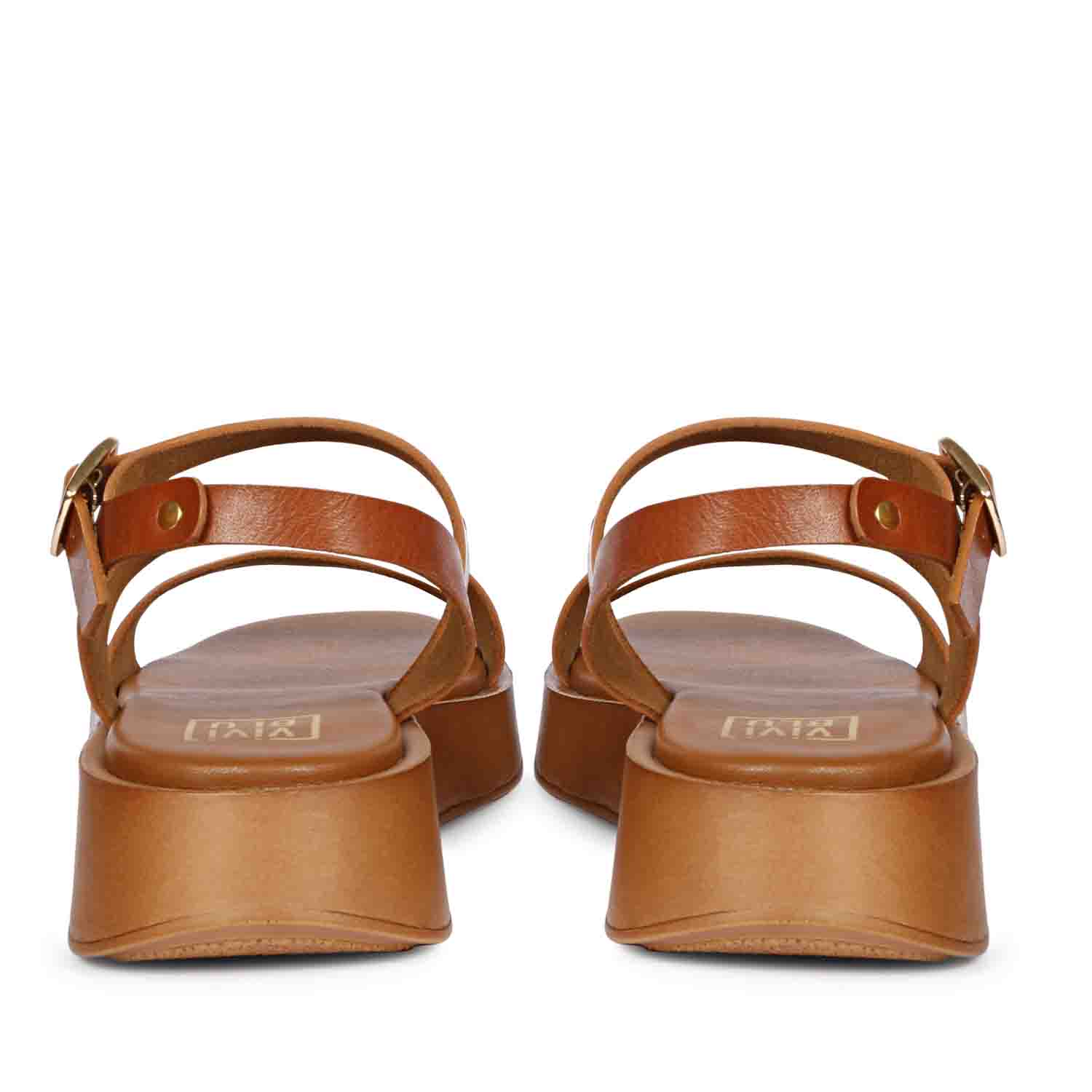 Elara Tan  Leather Platform Sandals - Image 6