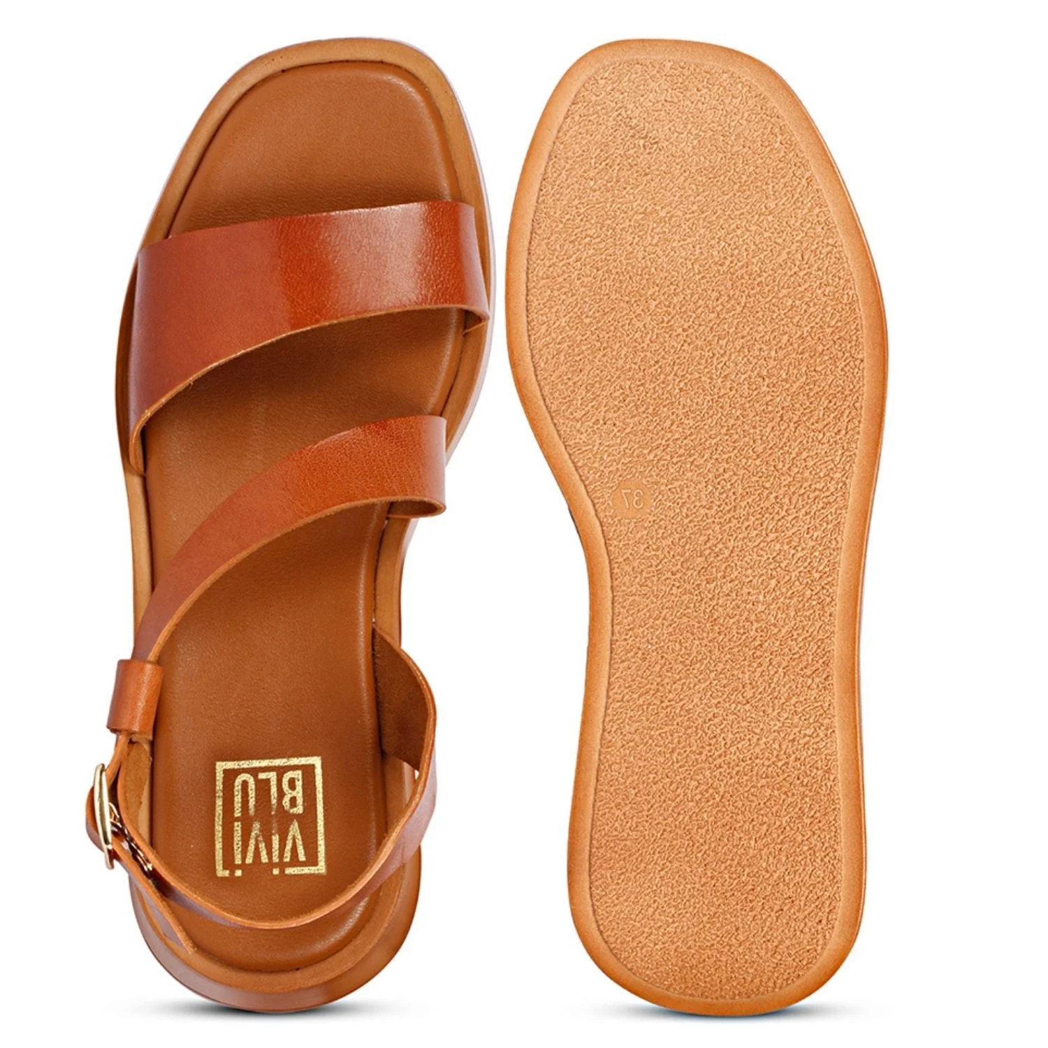 Elara Tan  Leather Platform Sandals - Image 7