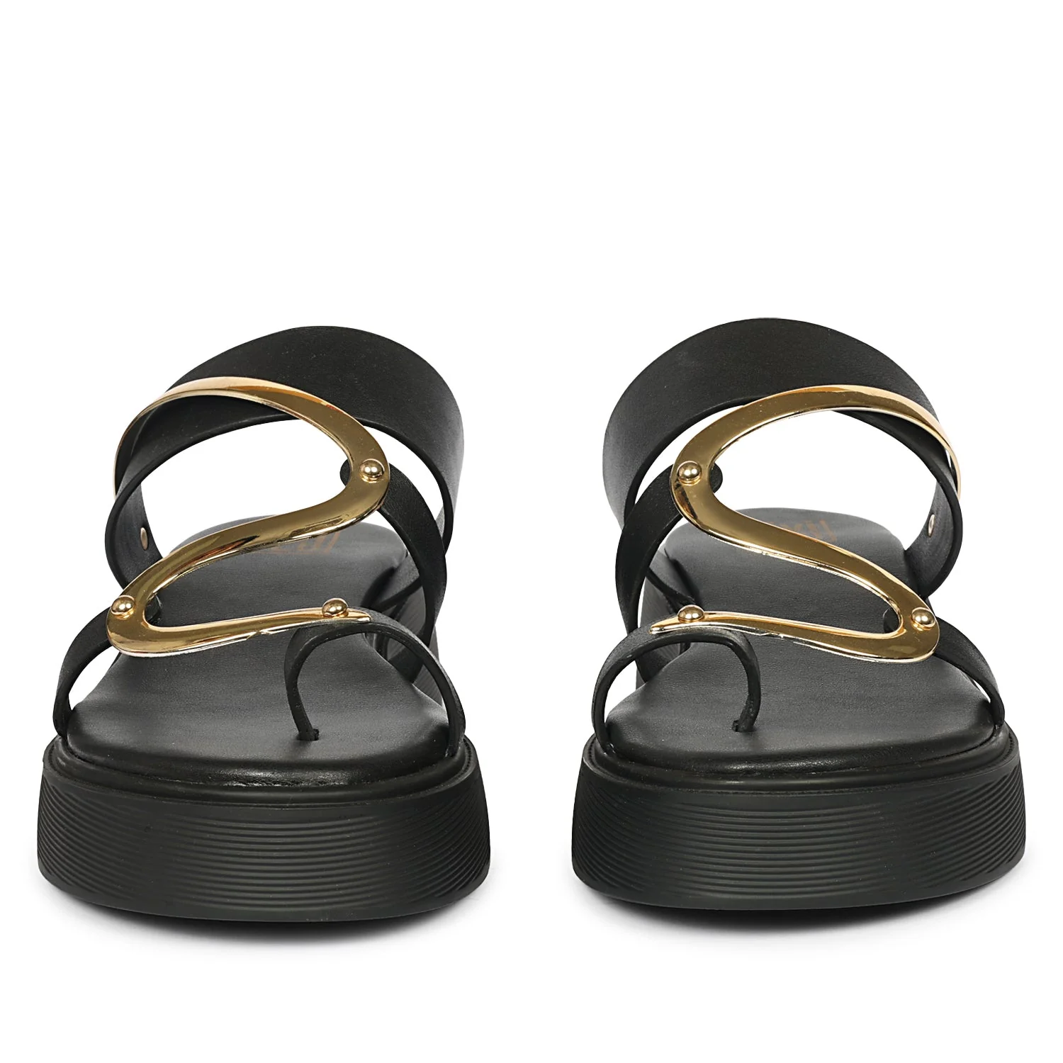 Emilia Black Leather Platform Sandals - Image 4