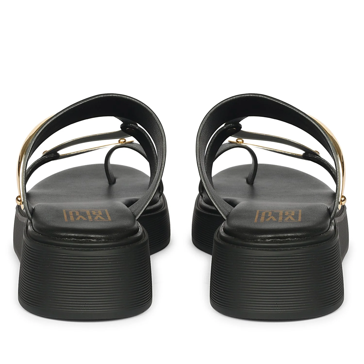 Emilia Black Leather Platform Sandals - Image 5