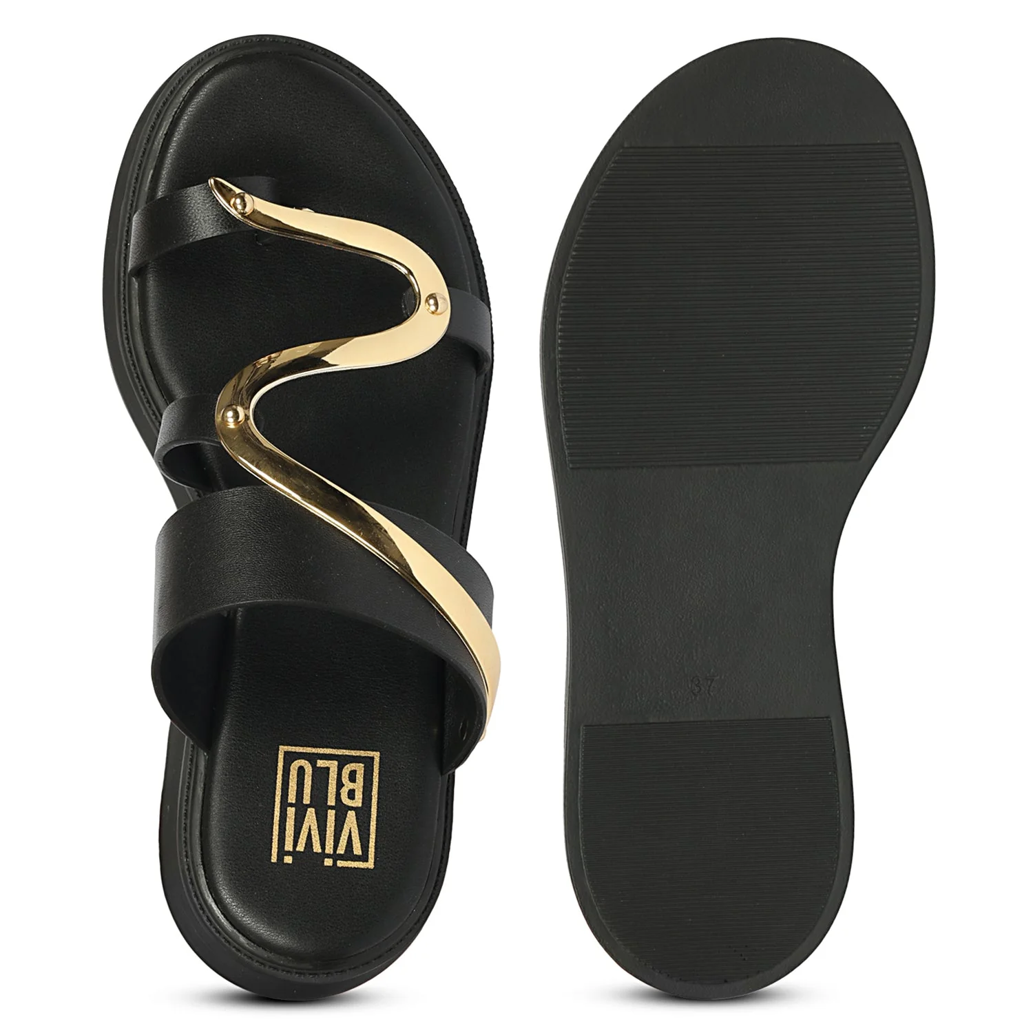 Emilia Black Leather Platform Sandals - Image 6