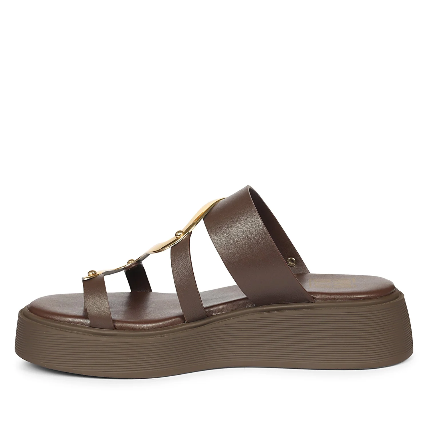 Emilia Brown Leather Platform Sandals - Image 3