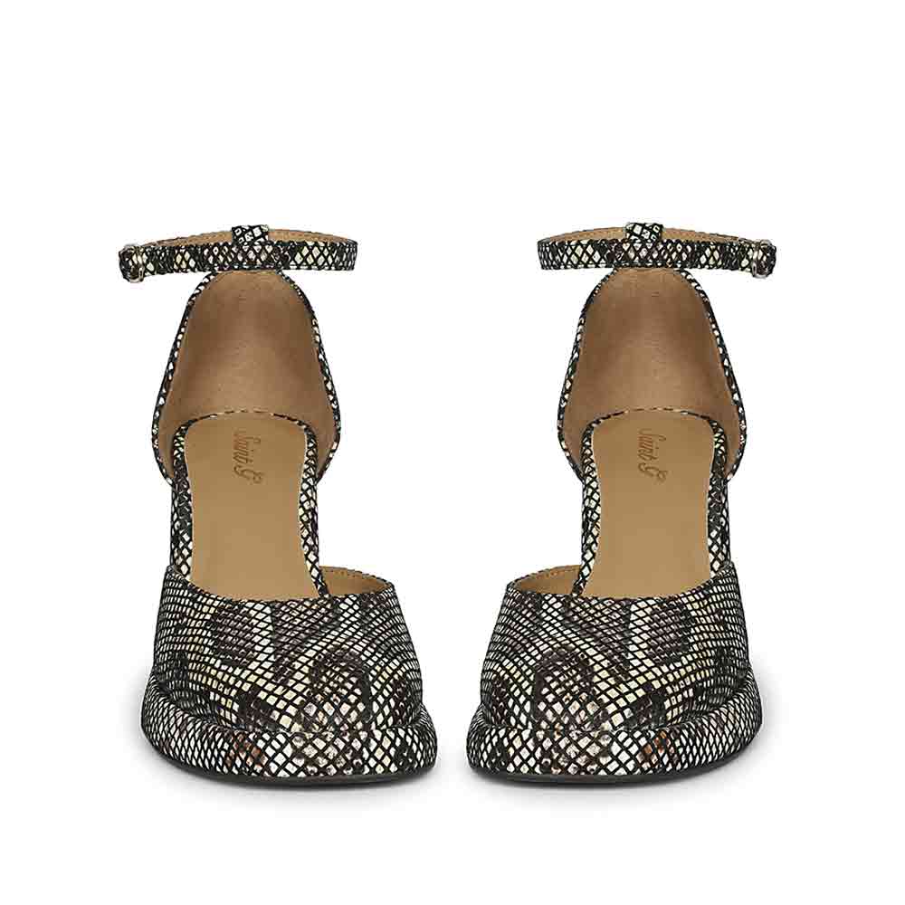 Saint Emma Brown and White Snake Print Leather Heels - Image 5