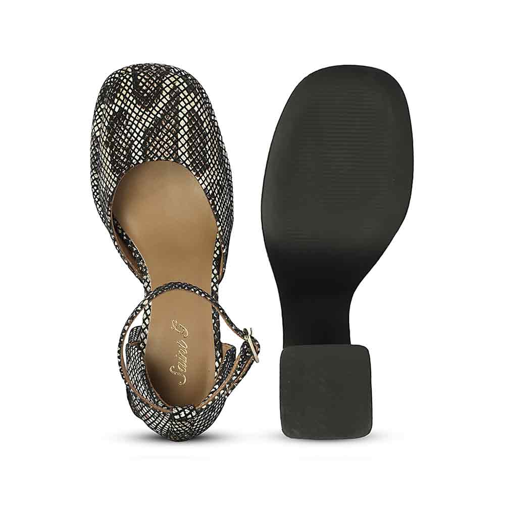 Saint Emma Brown and White Snake Print Leather Heels - Image 7