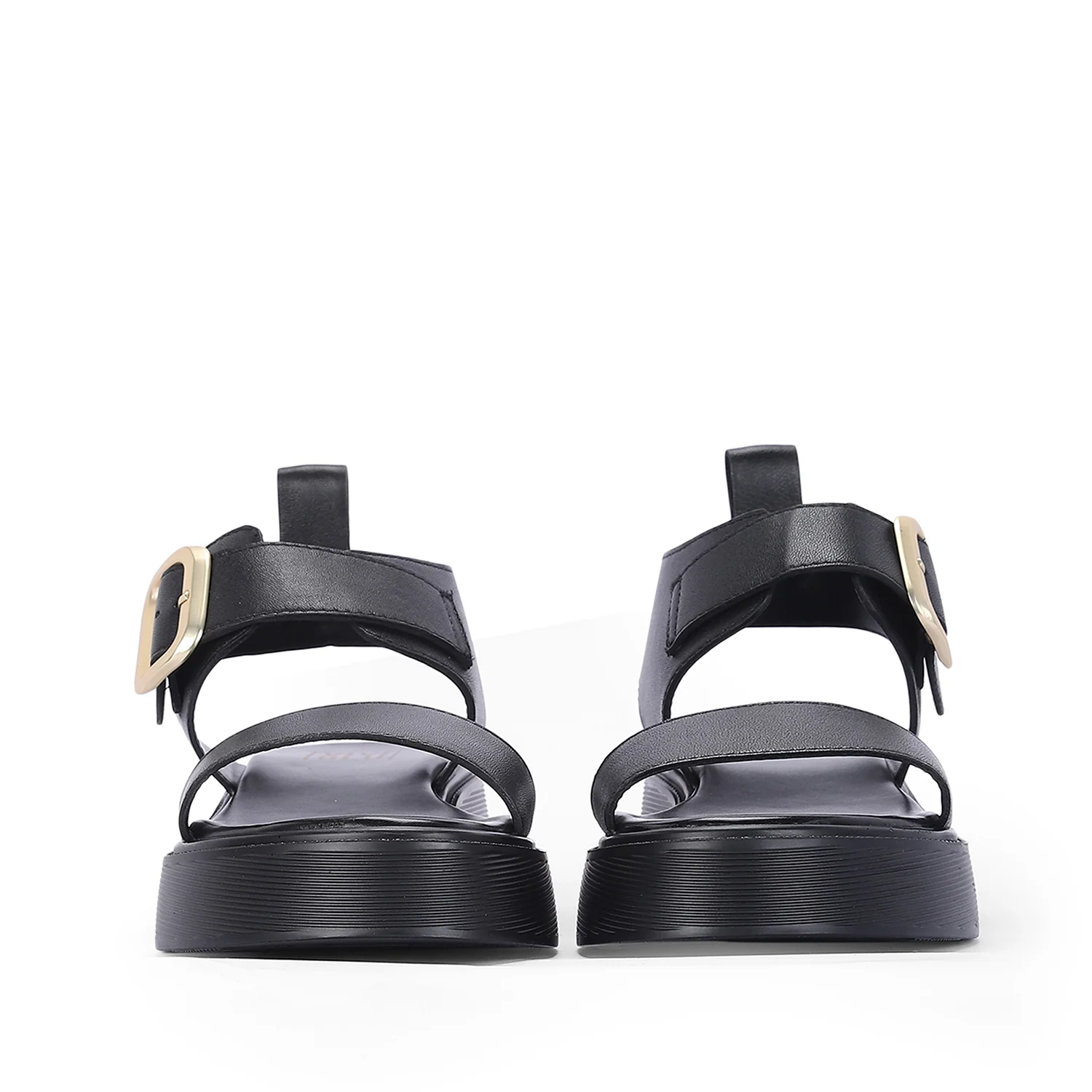 Serafina Black Leather Platform Sandals - Image 4