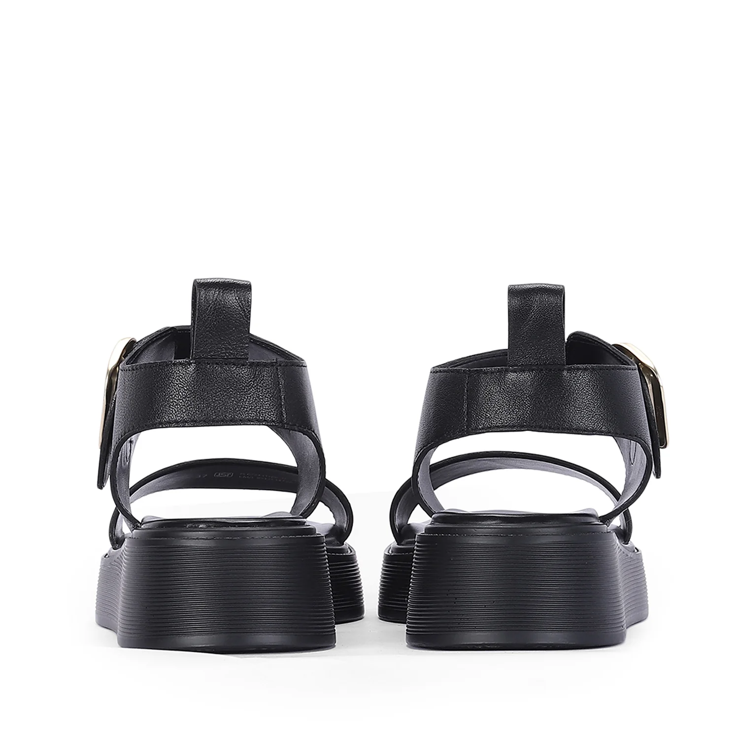 Serafina Black Leather Platform Sandals - Image 5