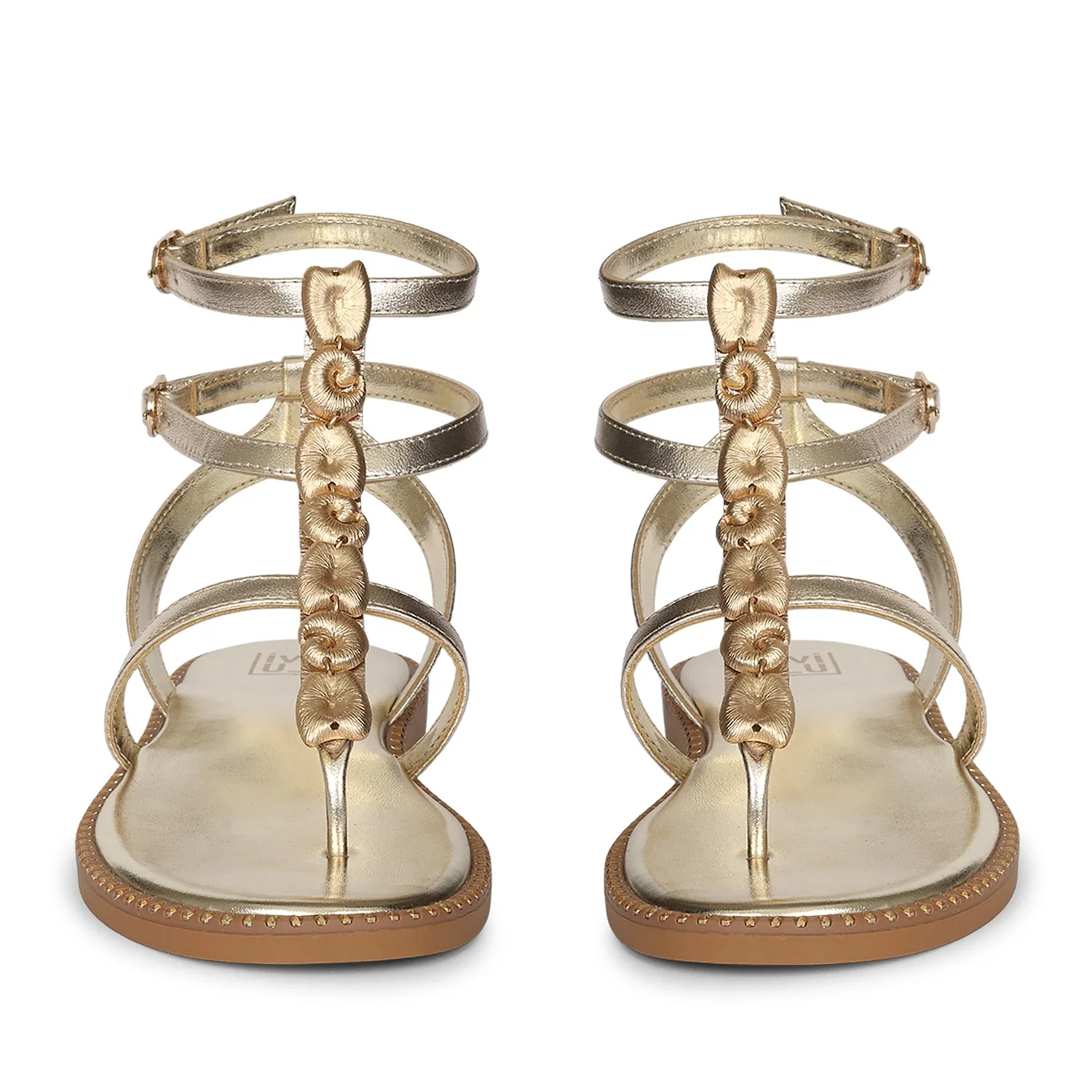 Estelle Platin Leather Flat Sandals - Image 4