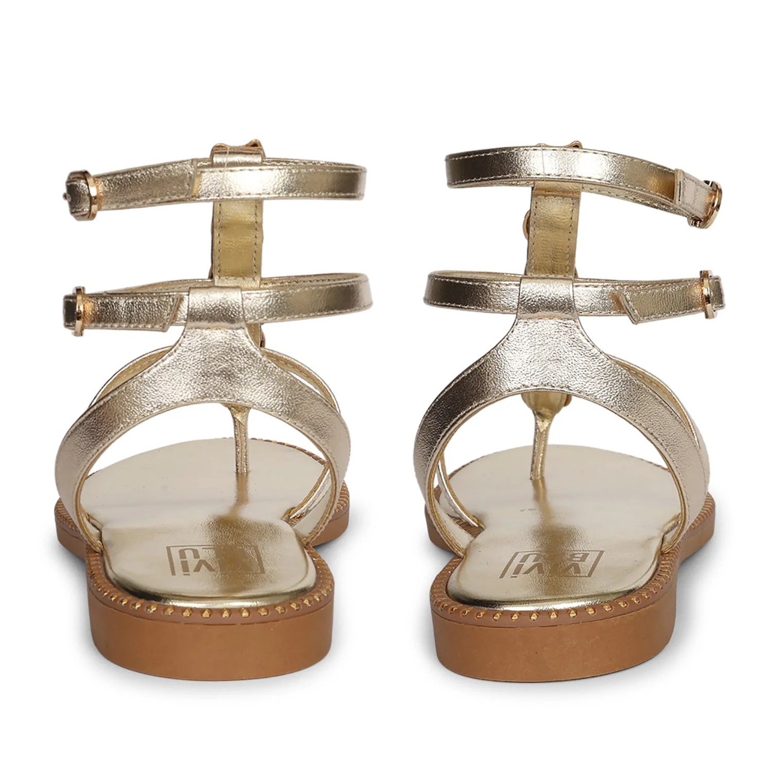 Estelle Platin Leather Flat Sandals - Image 5