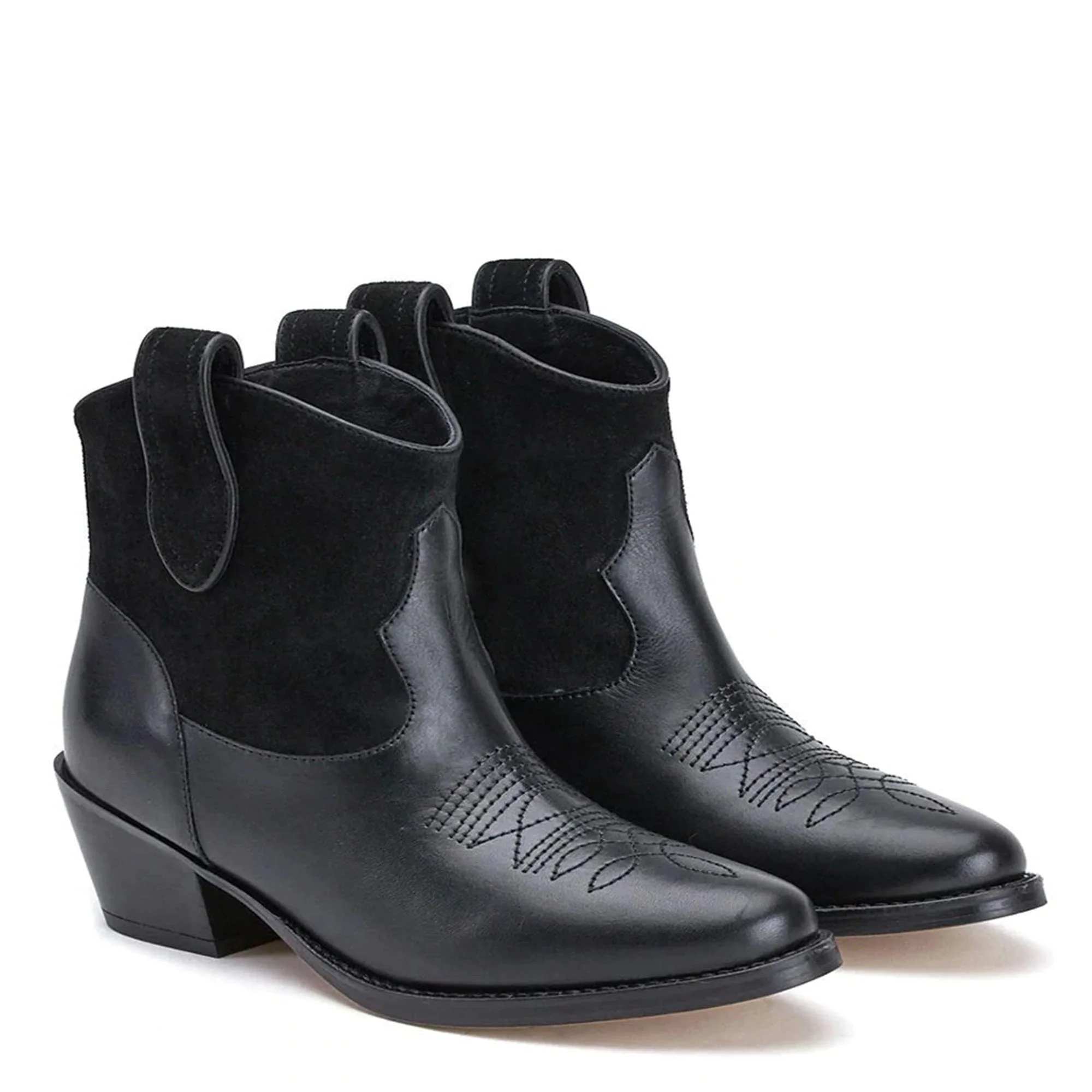 Florence Black Leather Ankle Boots - Image 3