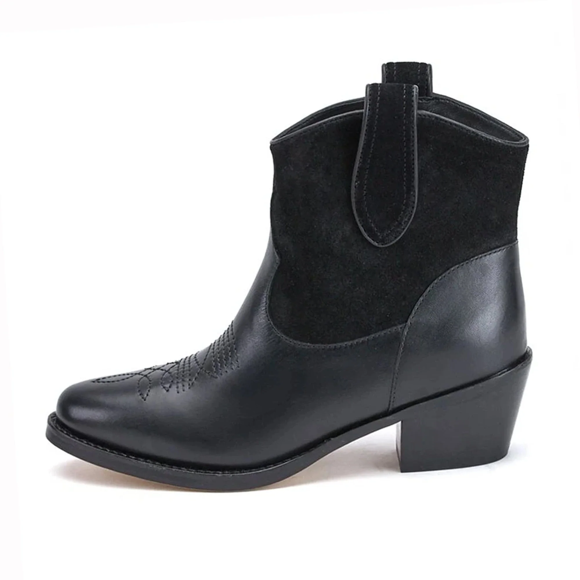 Florence Black Leather Ankle Boots - Image 4