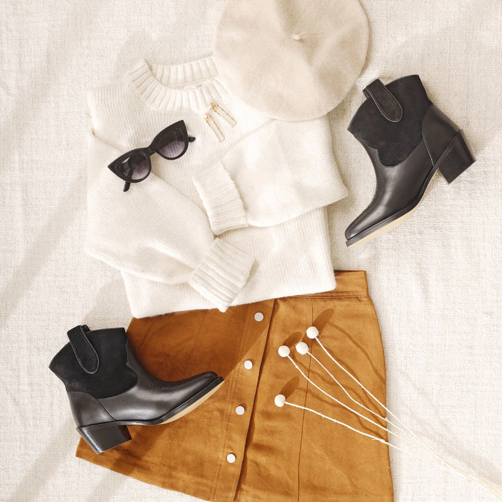 Florence Black Leather Ankle Boots - Image 8