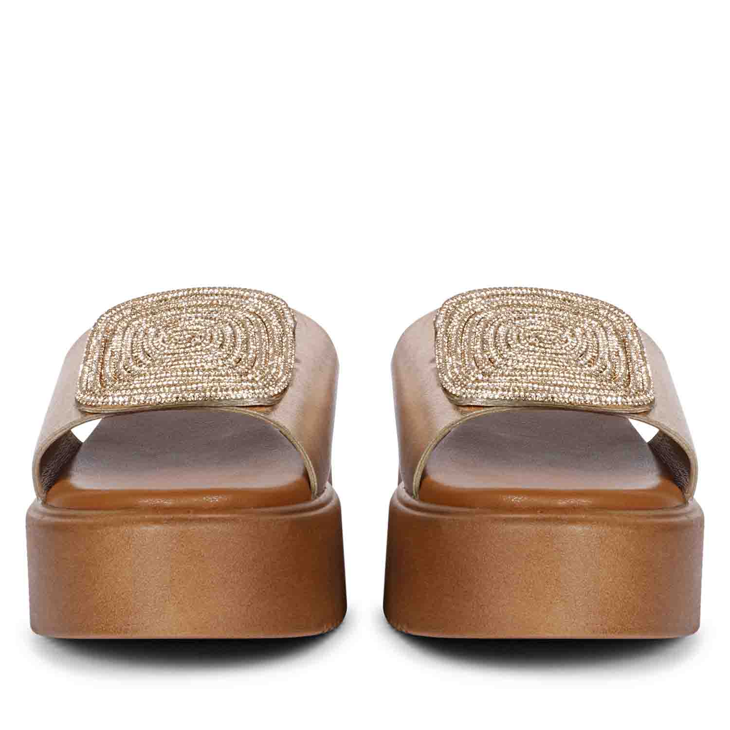Freya Platin Leather Platform Sandals - Image 4
