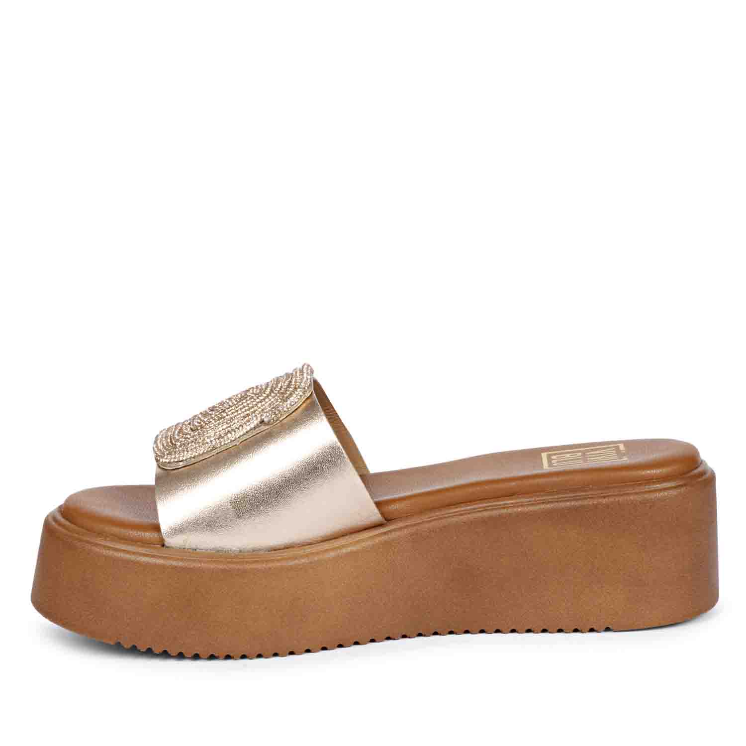 Freya Platin Leather Platform Sandals - Image 5