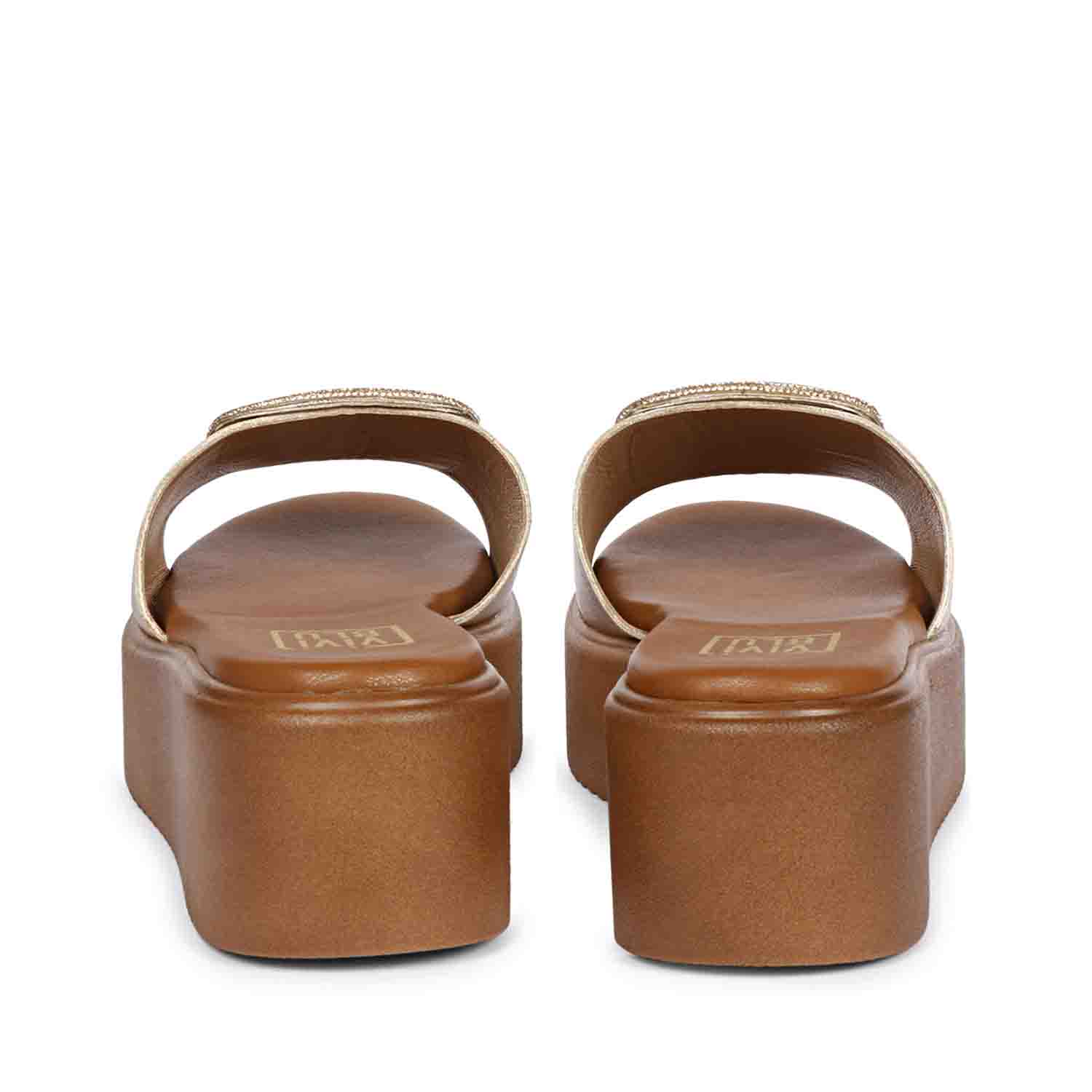 Freya Platin Leather Platform Sandals - Image 6