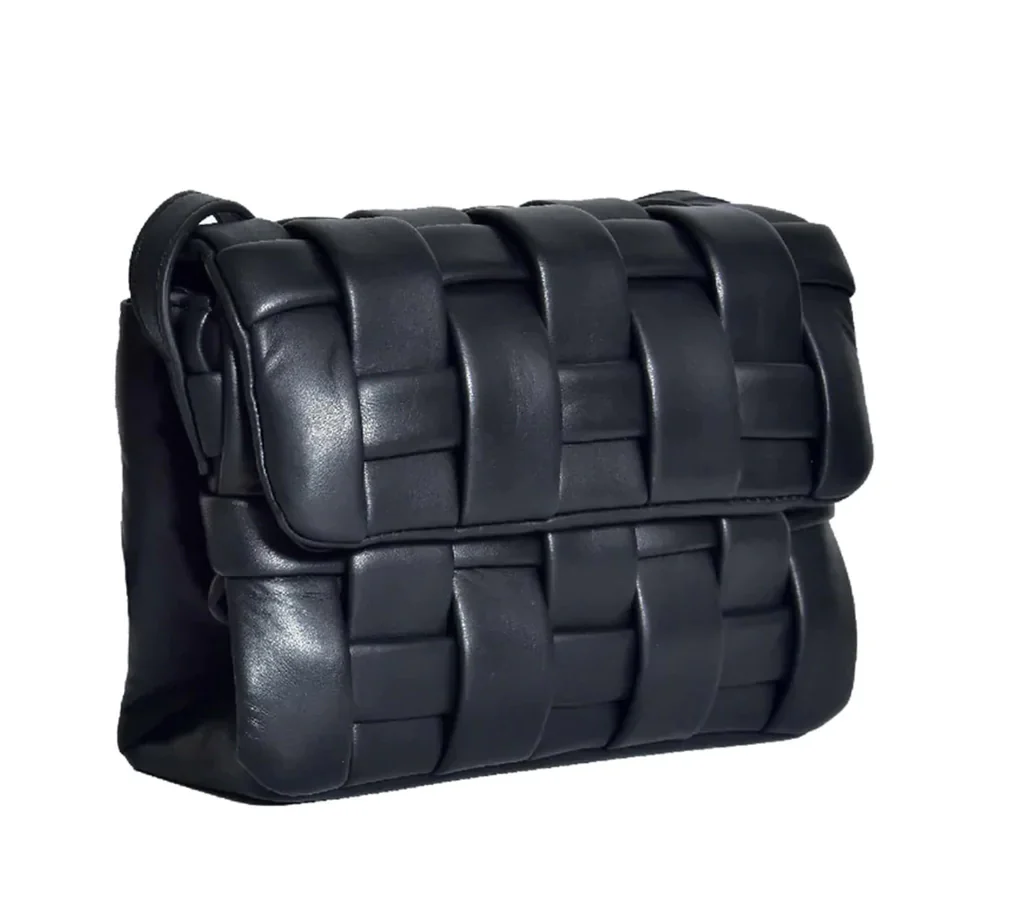 Giada Black Woven Leather Cross Body Sling Bags - Image 3
