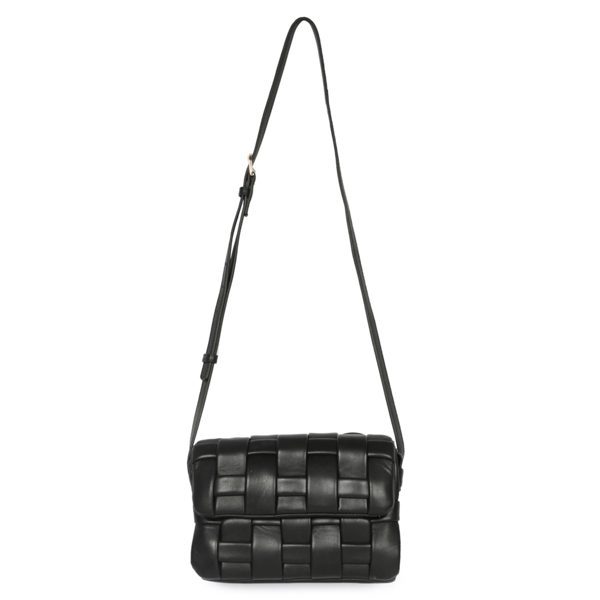 Giada Black Woven Leather Cross Body Sling Bags - Image 5