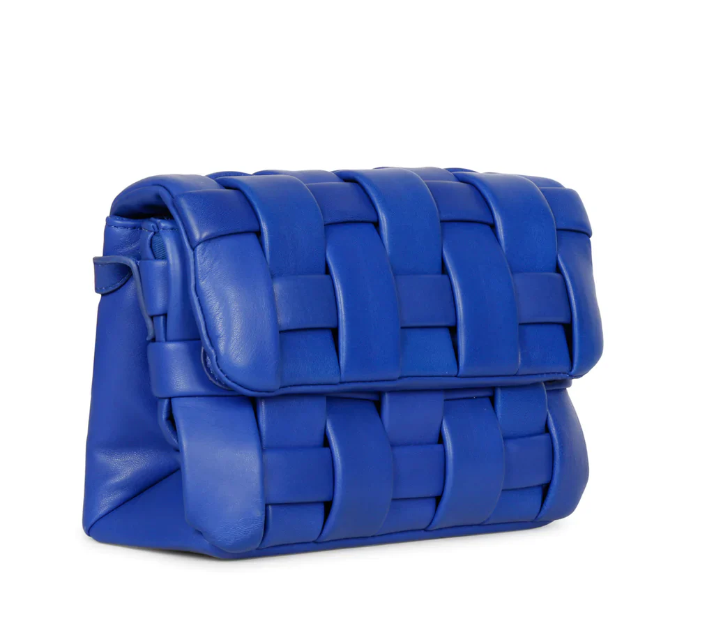 Giada Blue Woven Leather Cross Body Sling Bags - Image 3