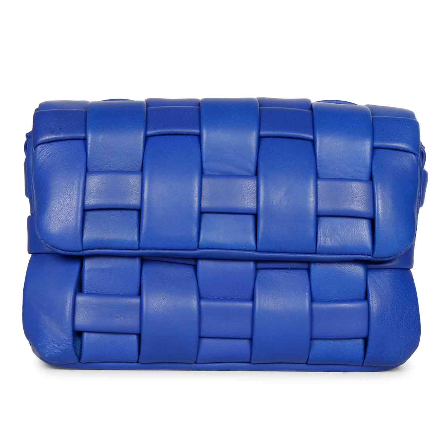 Giada Blue Woven Leather Cross Body Sling Bags - Image 4