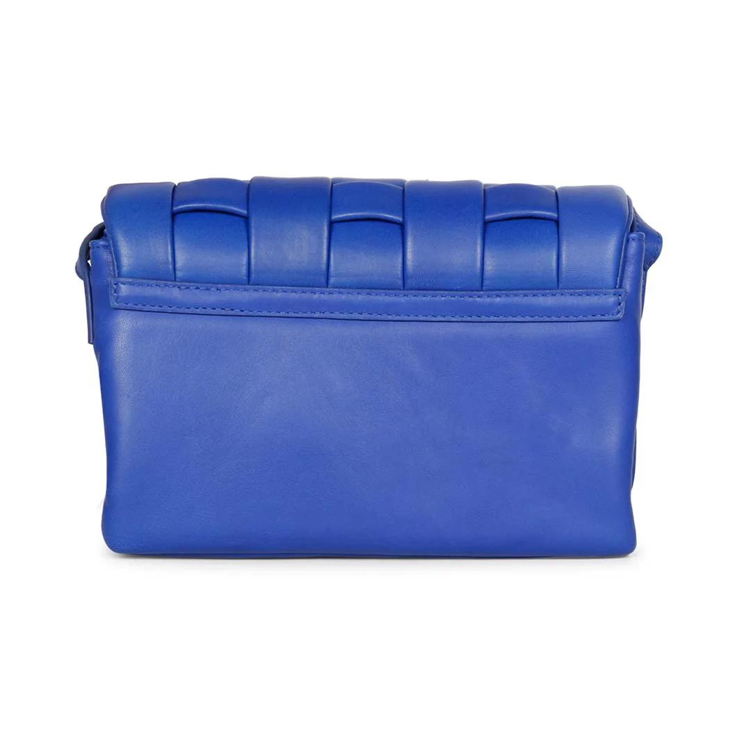 Giada Blue Woven Leather Cross Body Sling Bags - Image 7