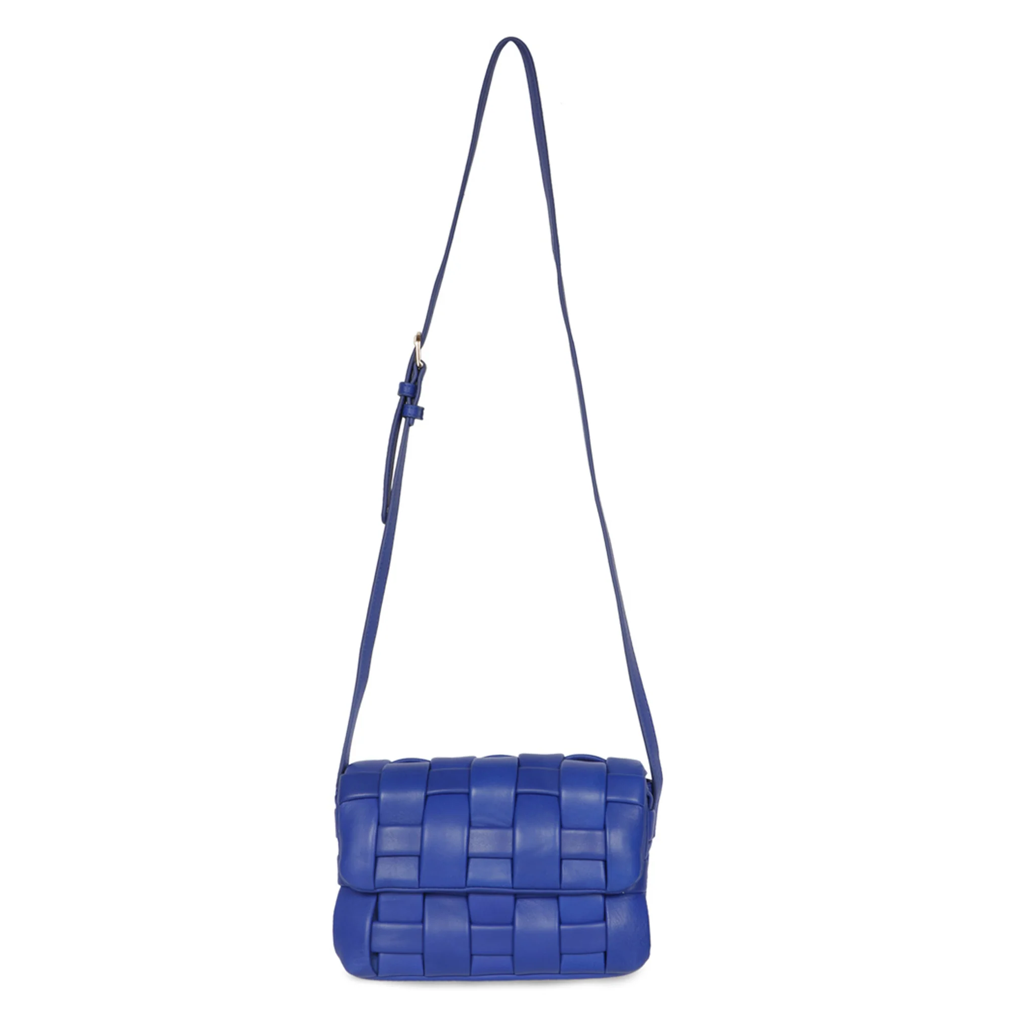 Giada Blue Woven Leather Cross Body Sling Bags - Image 8