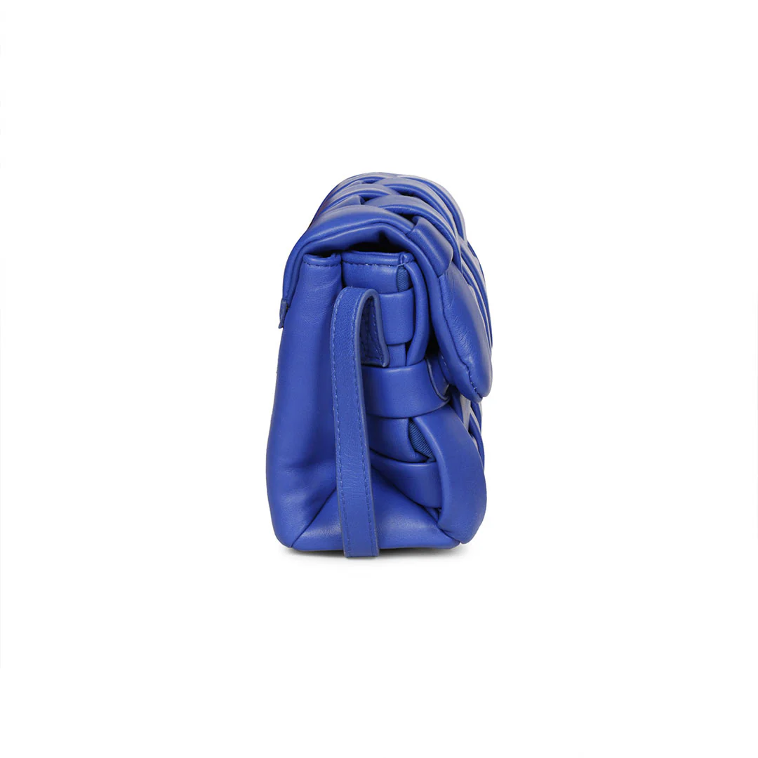 Giada Blue Woven Leather Cross Body Sling Bags - Image 9