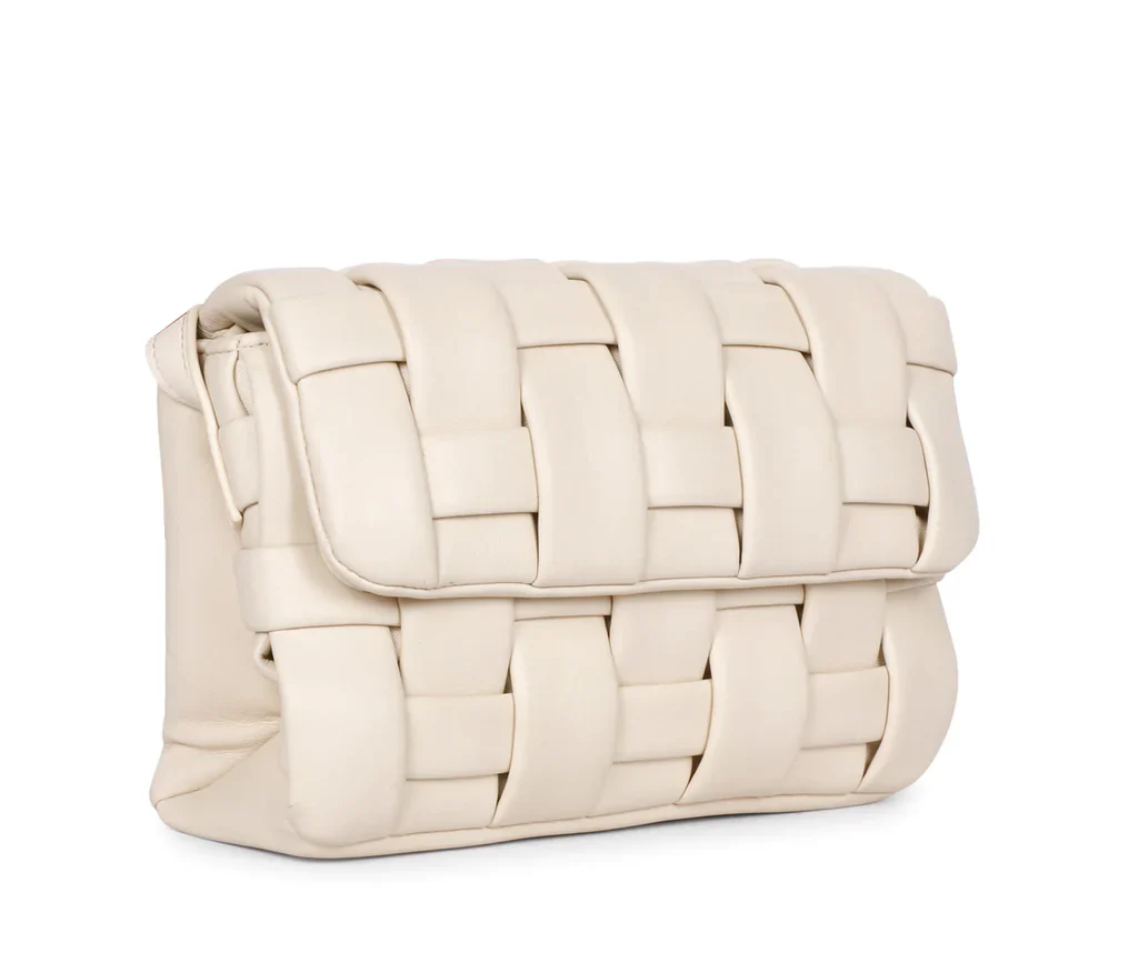 Giada Cream Woven Leather Cross Body Sling Bags - Image 3