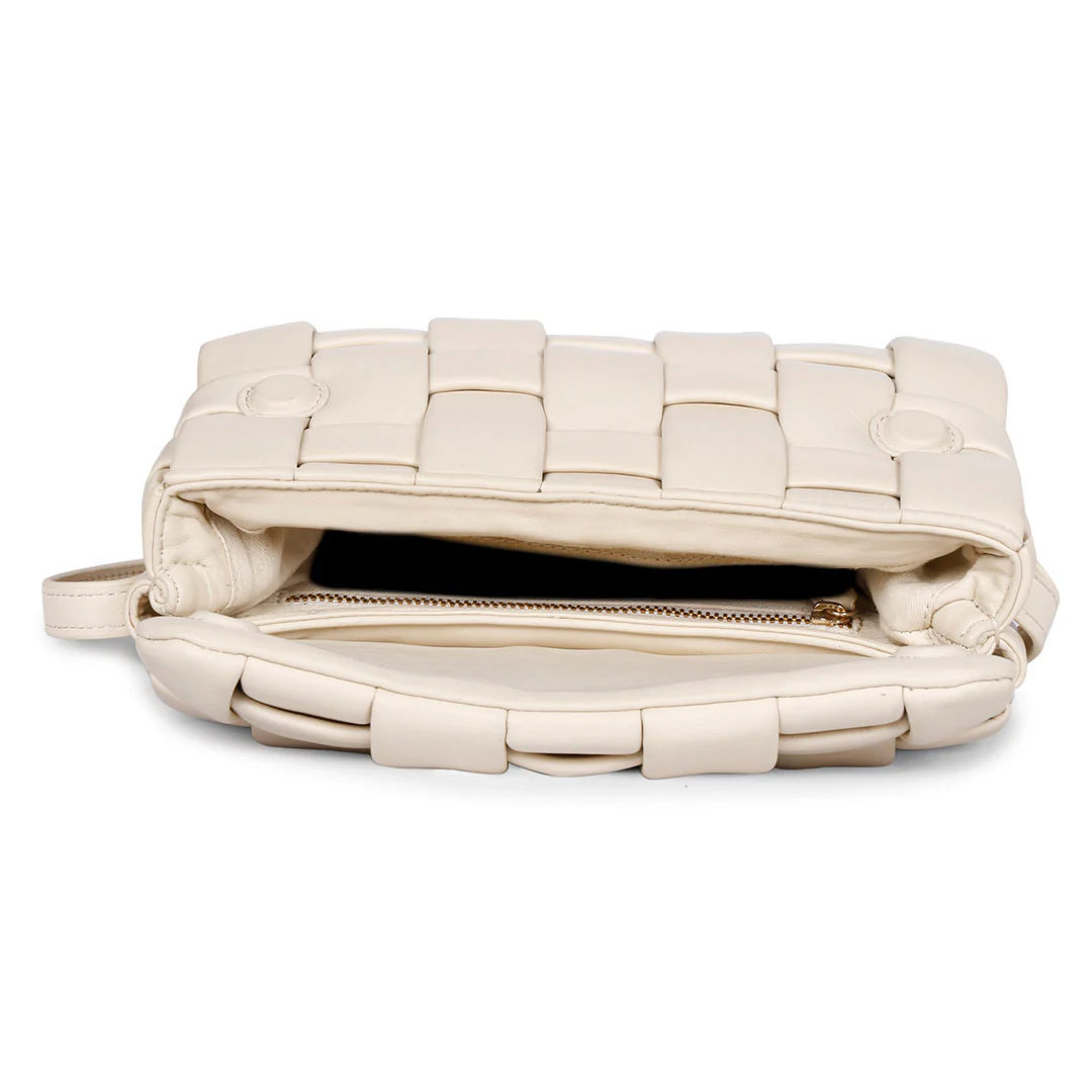 Giada Cream Woven Leather Cross Body Sling Bags - Image 4