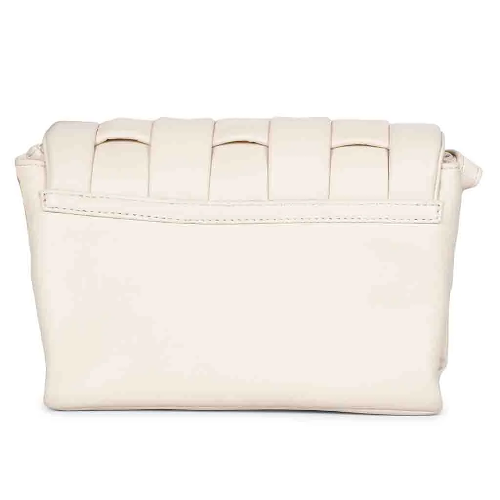 Giada Cream Woven Leather Cross Body Sling Bags - Image 6