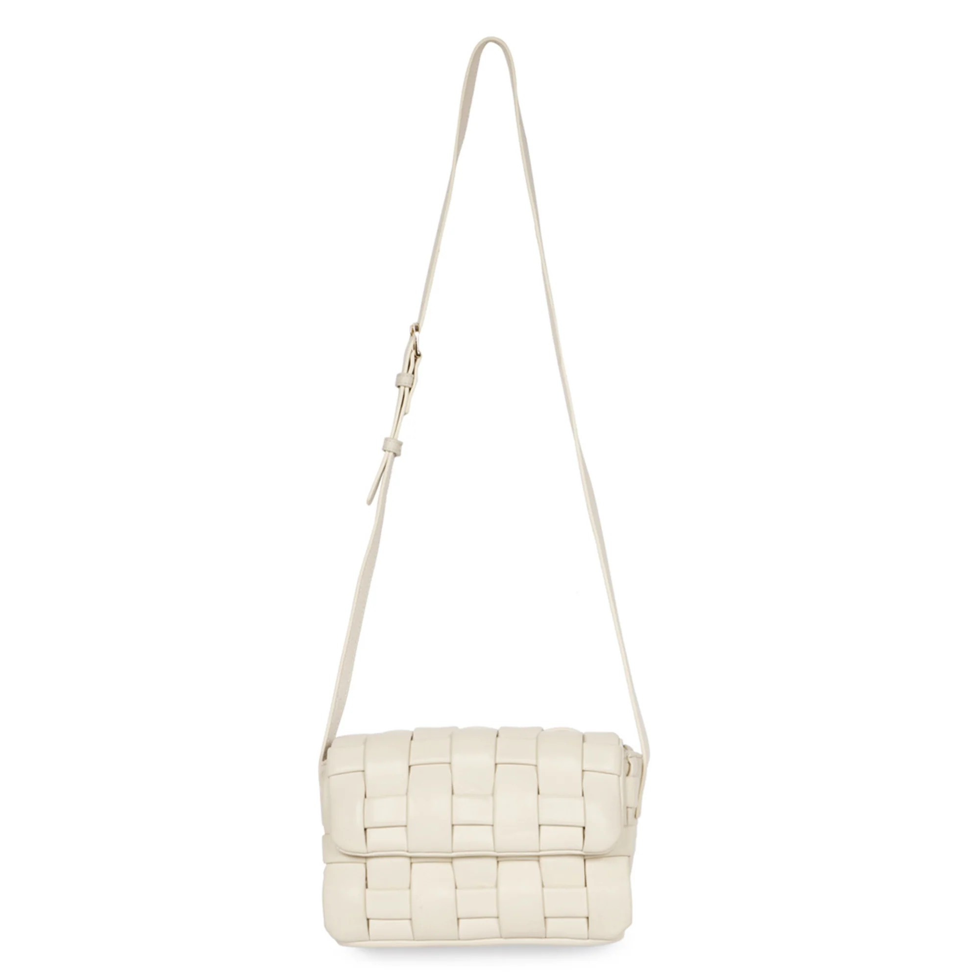 Giada Cream Woven Leather Cross Body Sling Bags - Image 8