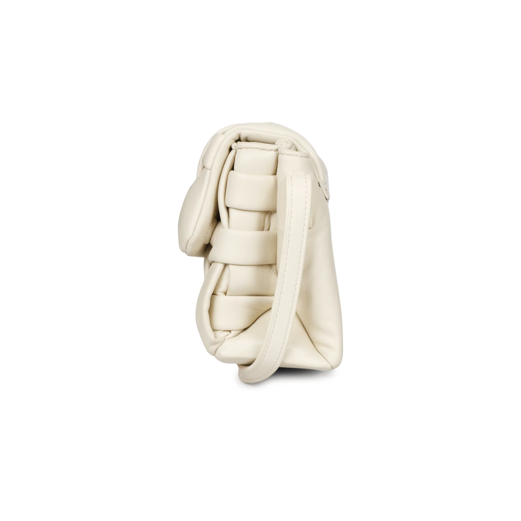 Giada Cream Woven Leather Cross Body Sling Bags - Image 9