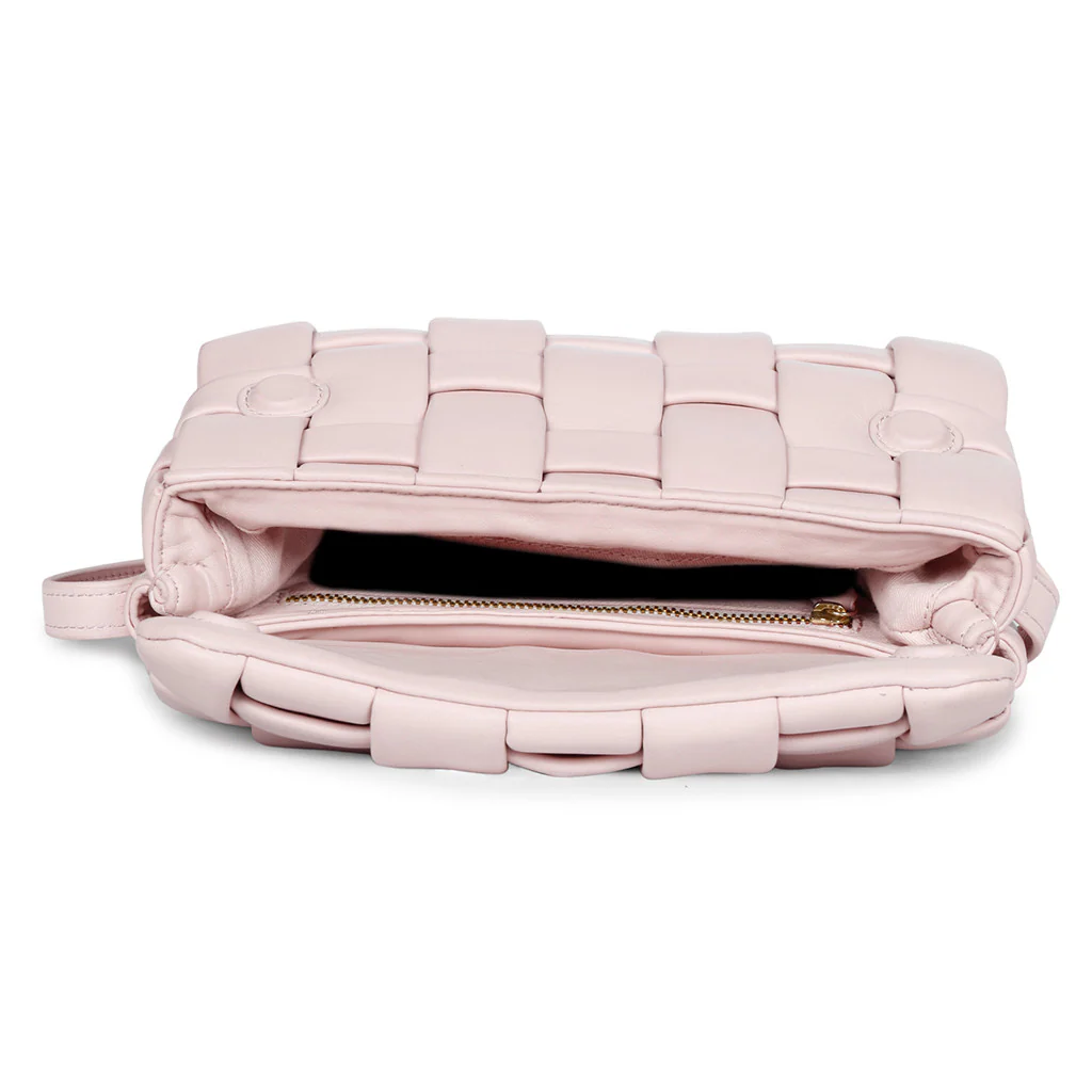 Giada Pink Blush Woven Leather Cross Body Sling Bags - Image 3