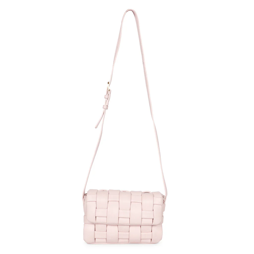 Giada Pink Blush Woven Leather Cross Body Sling Bags - Image 4
