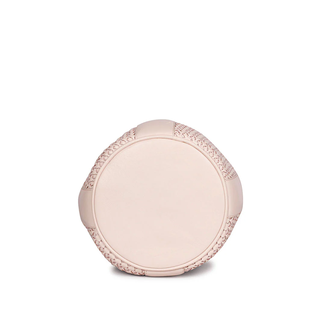 Halsey Pink Blush Hand Woven Leather Bucket Bags - Image 6