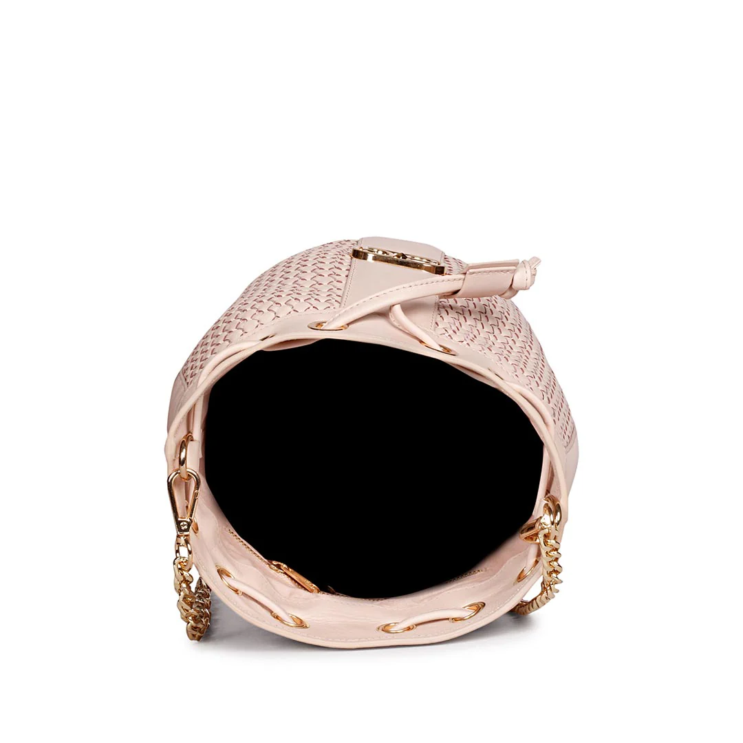 Halsey Pink Blush Hand Woven Leather Bucket Bags - Image 7