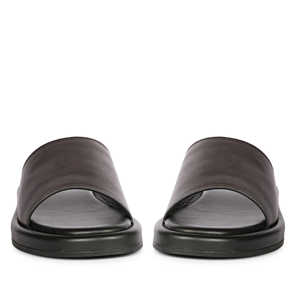 Zelora Black Leather Flat Sandals - Image 4