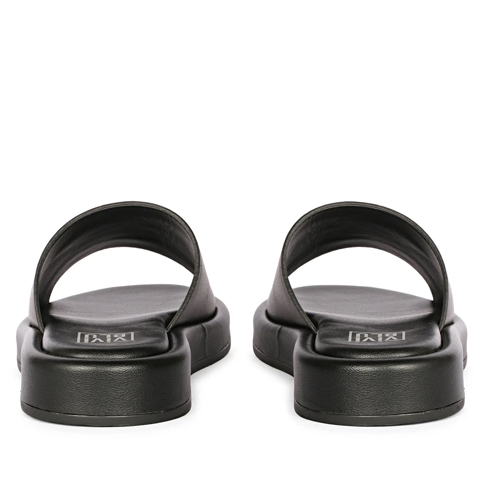 Zelora Black Leather Flat Sandals - Image 5