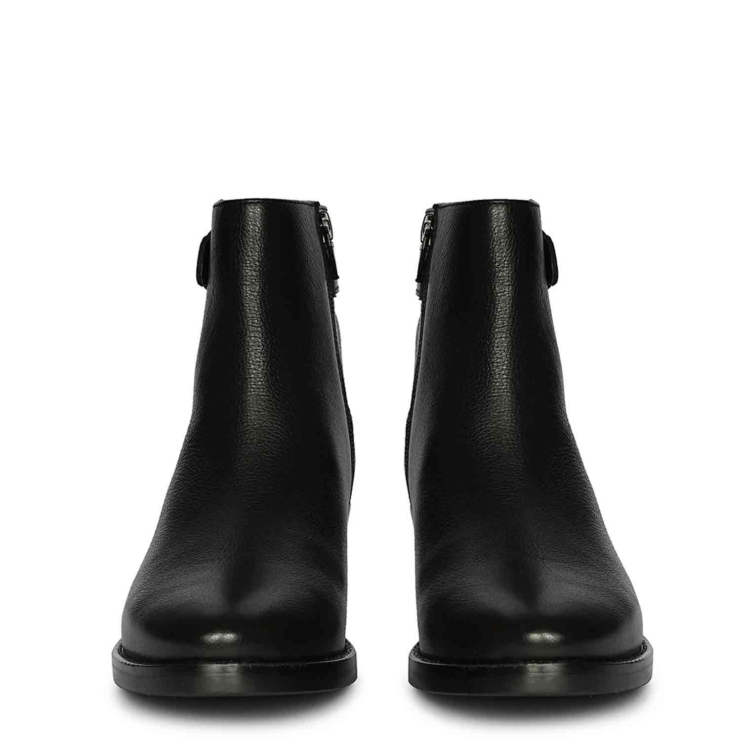 Jaycee Black Leather Ankle Boots - Image 4
