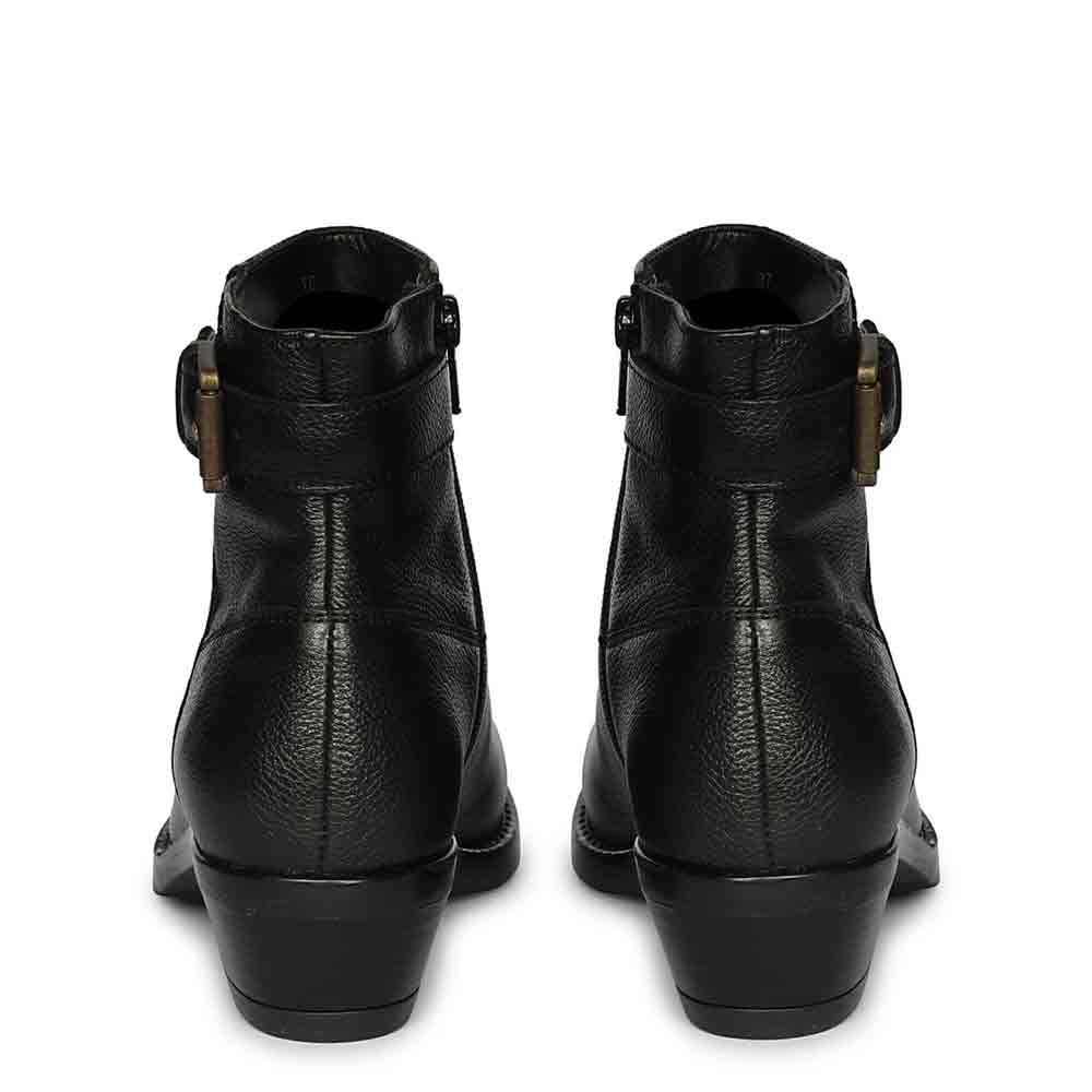 Jaycee Black Leather Ankle Boots - Image 5