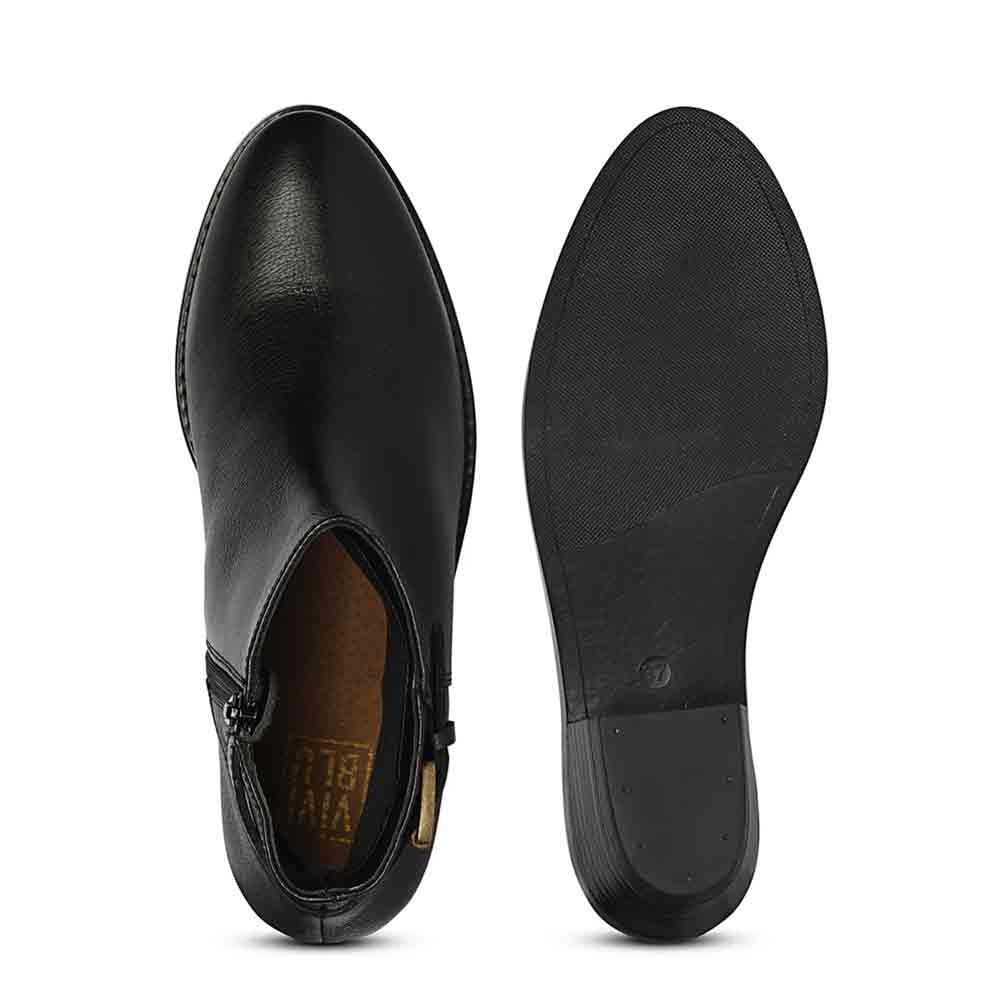 Jaycee Black Leather Ankle Boots - Image 6