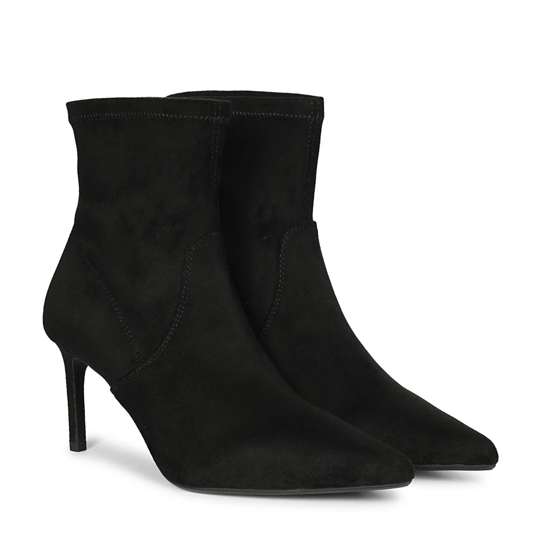 Saint Jemima Black Stretch Suede  Stiletto Ankle Boots - Image 3