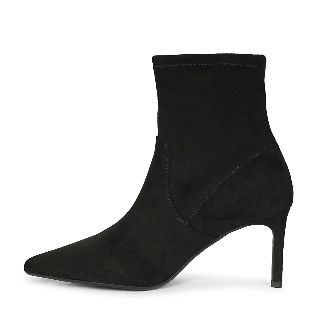 Saint Jemima Black Stretch Suede  Stiletto Ankle Boots - Image 4