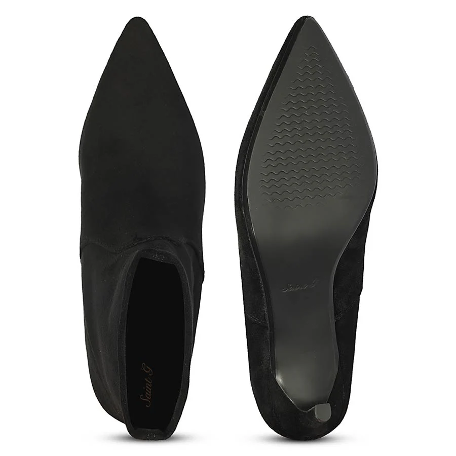 Saint Jemima Black Stretch Suede  Stiletto Ankle Boots - Image 7