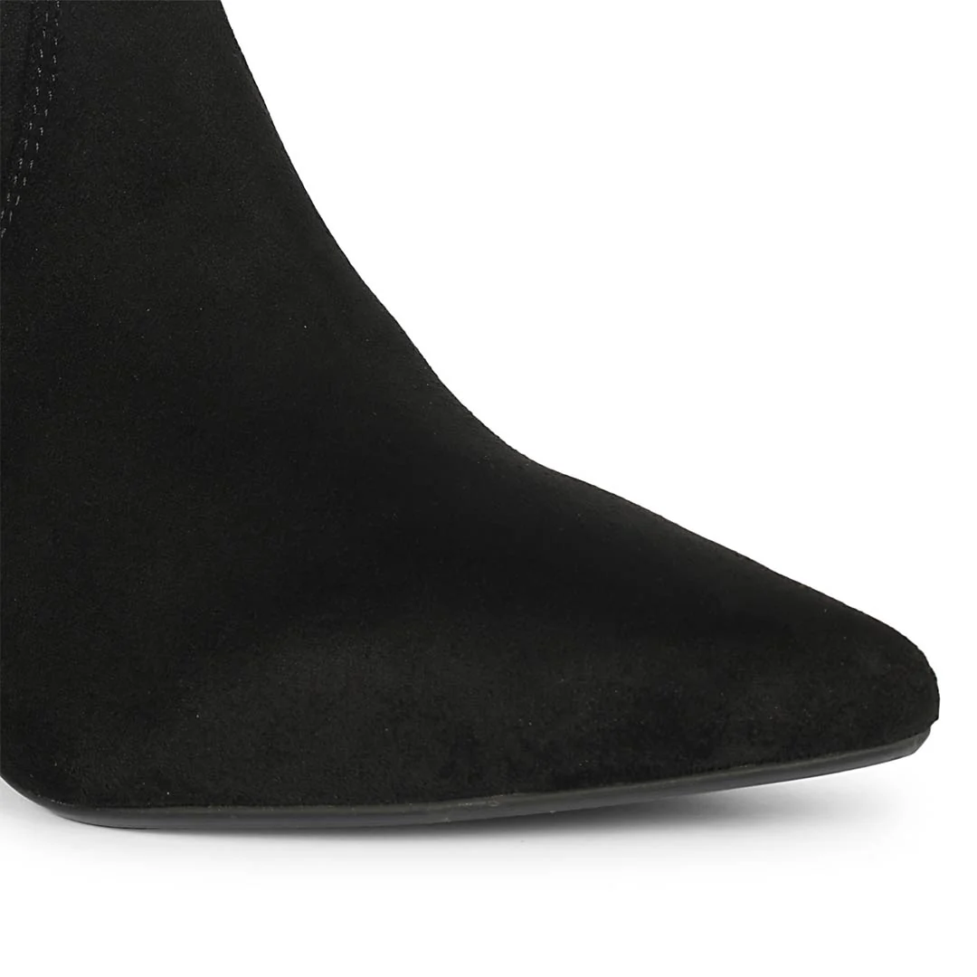 Saint Jemima Black Stretch Suede  Stiletto Ankle Boots - Image 8