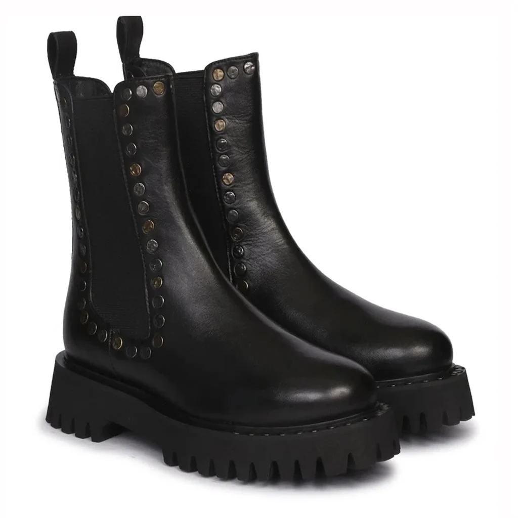 Saint Jessica Metal Studded High Ankle Leather Boots - Image 3
