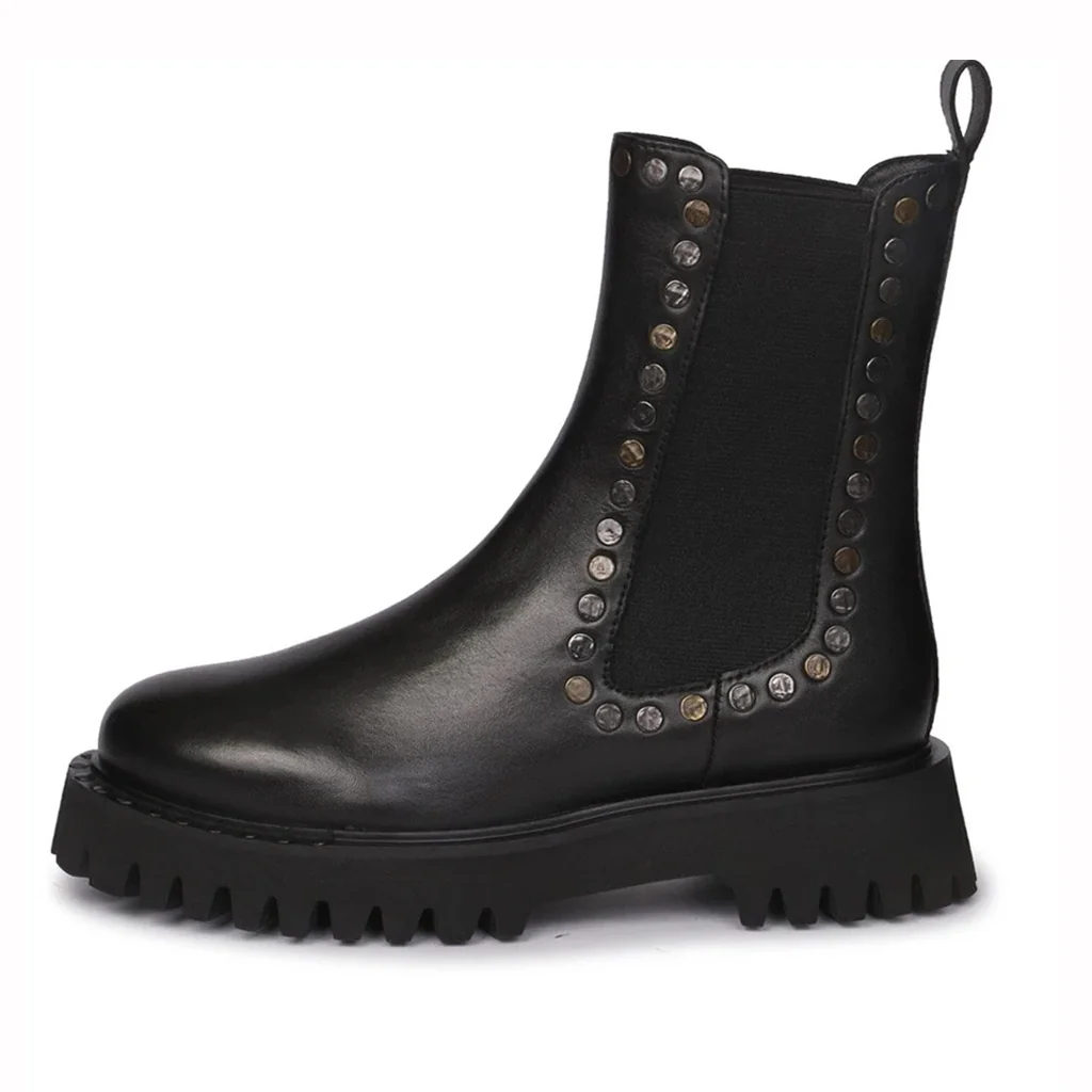 Saint Jessica Metal Studded High Ankle Leather Boots - Image 4