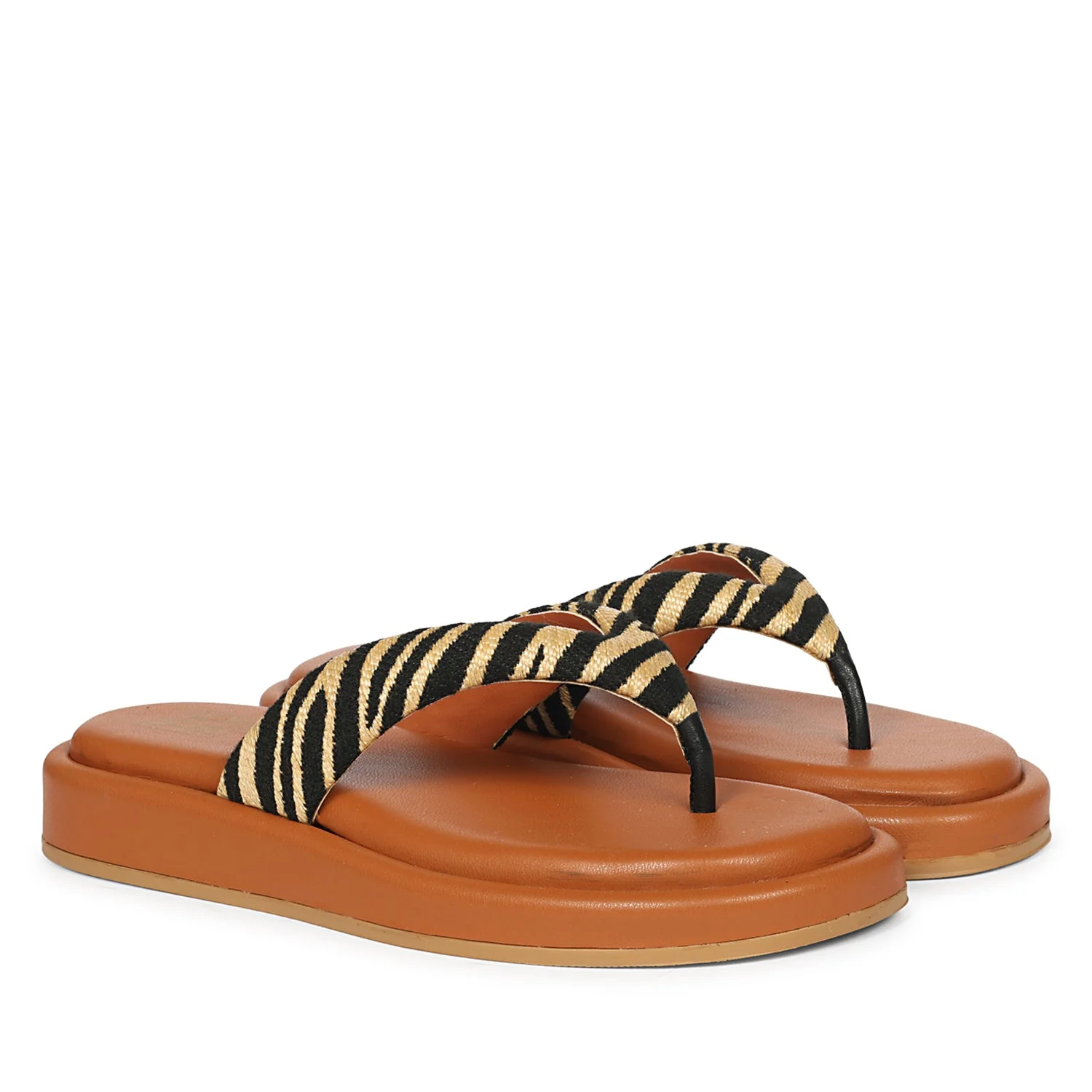 Jolene Beige Leather Flat Sandals - Image 2