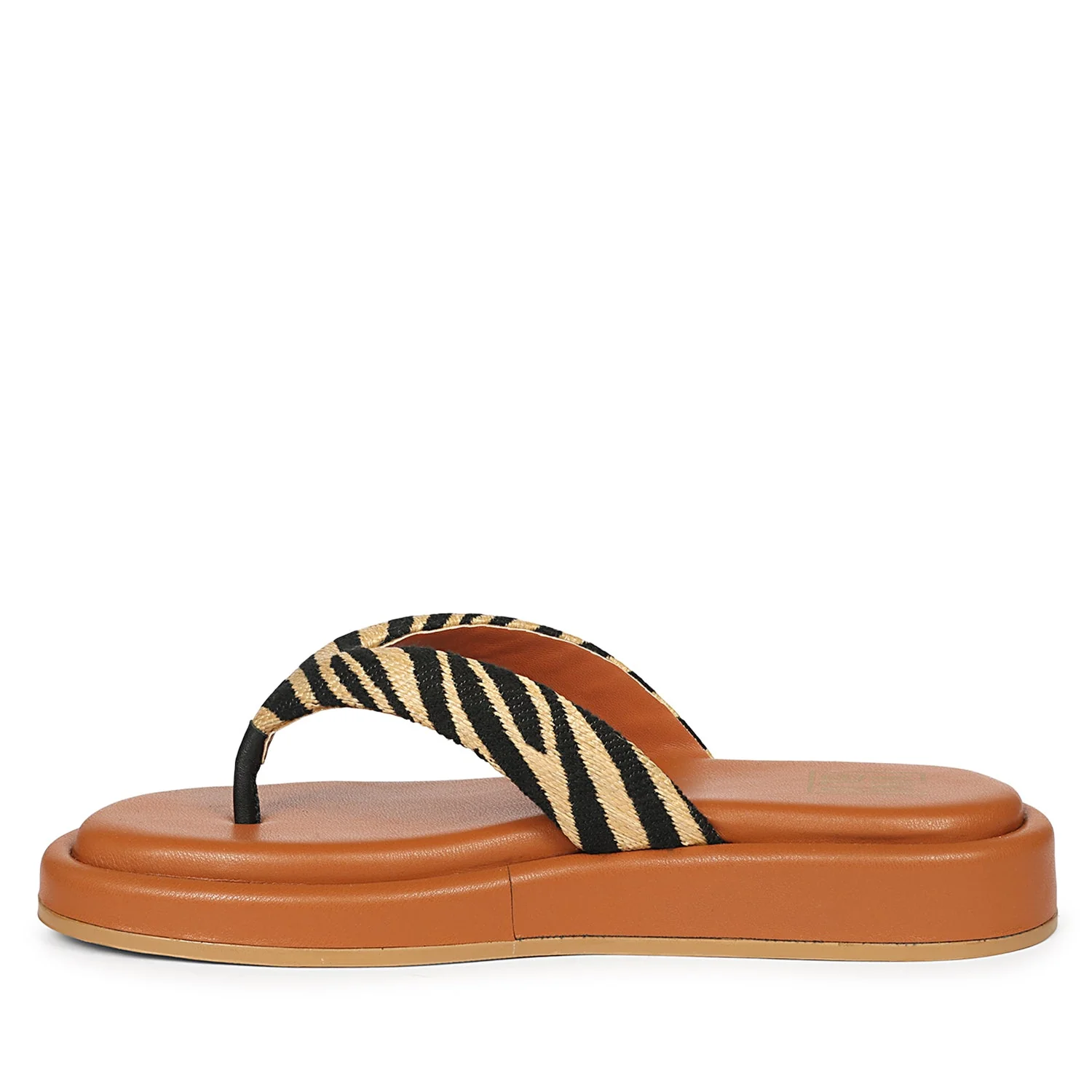 Jolene Beige Leather Flat Sandals - Image 3