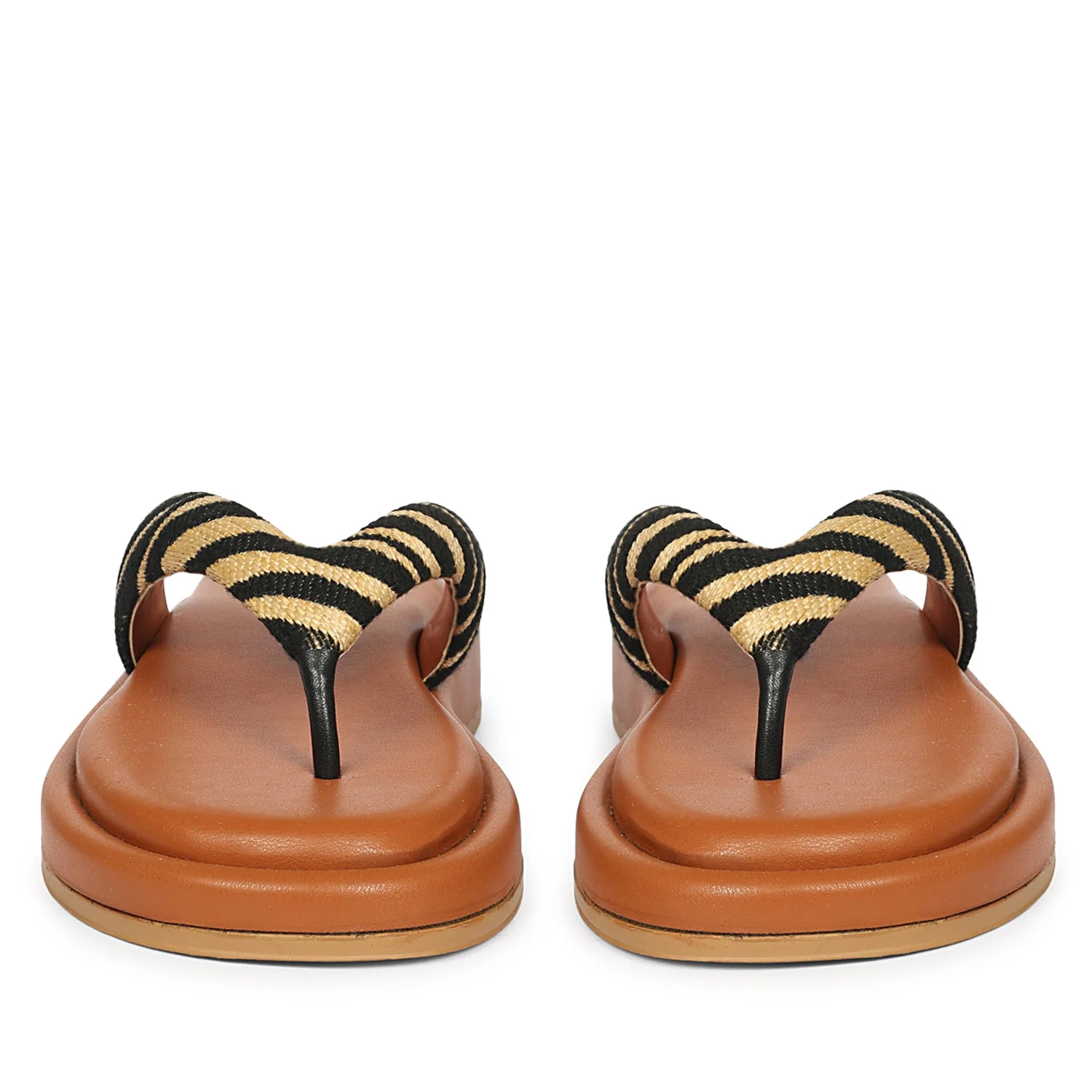 Jolene Beige Leather Flat Sandals - Image 4