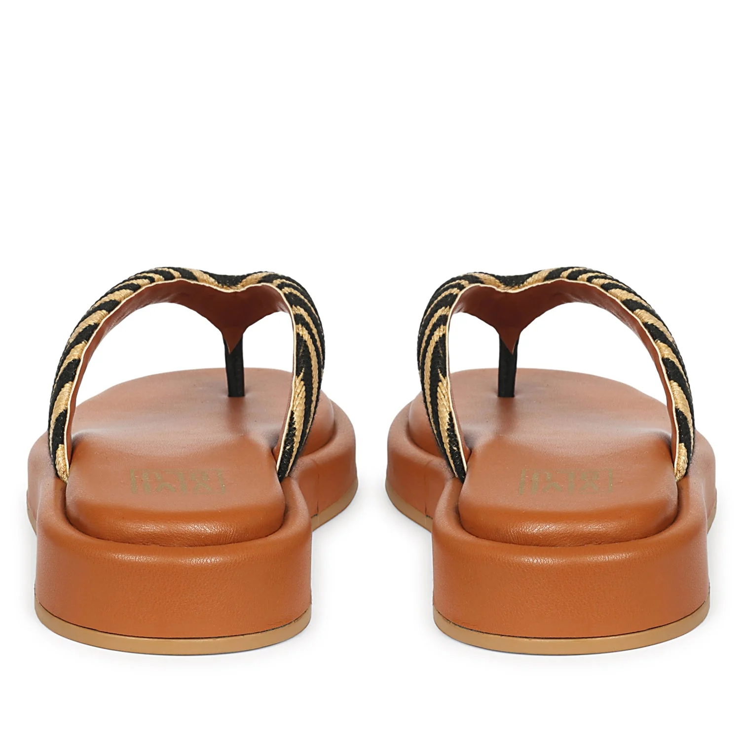 Jolene Beige Leather Flat Sandals - Image 5