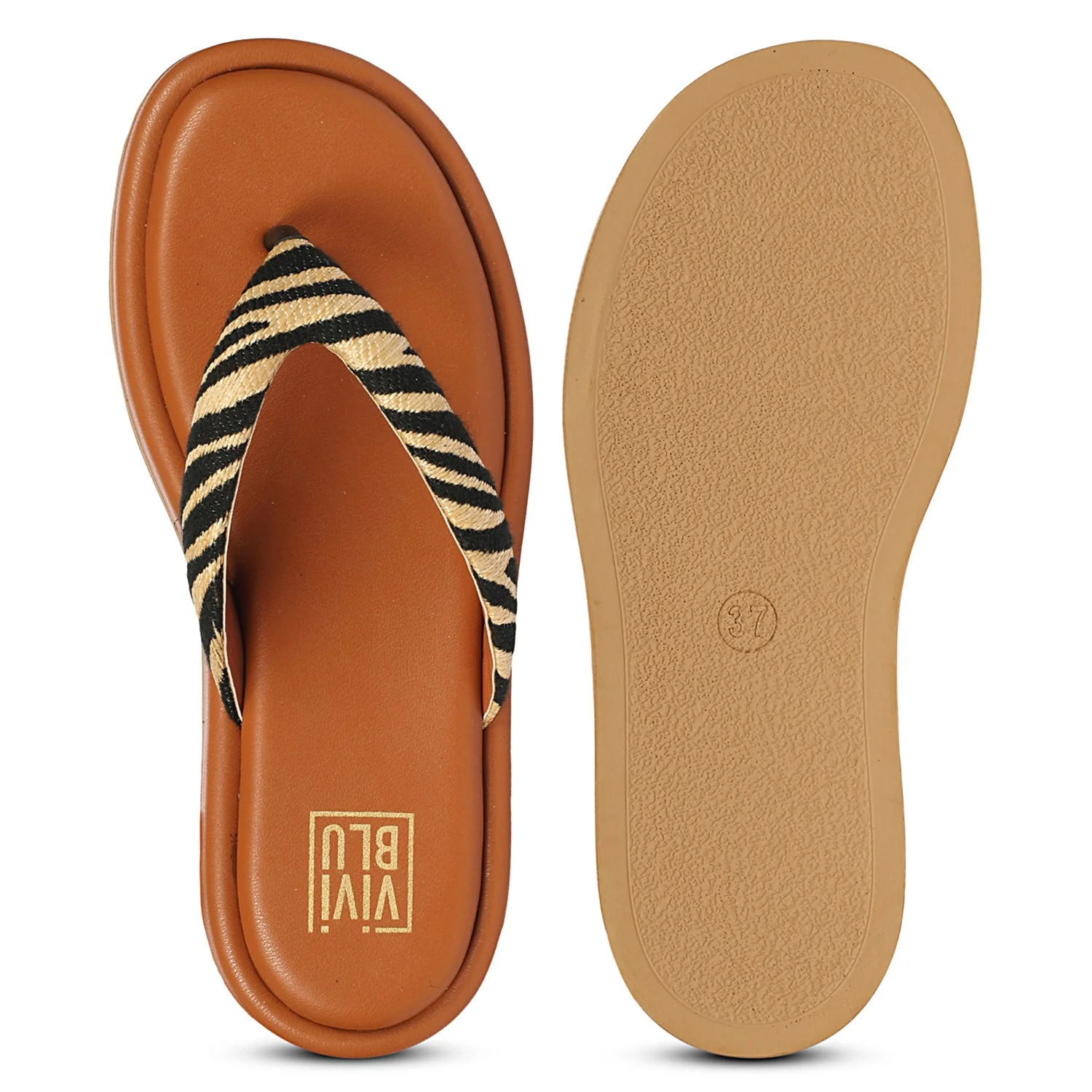 Jolene Beige Leather Flat Sandals - Image 6